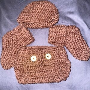 Handmade Brown Crochet Kids Set